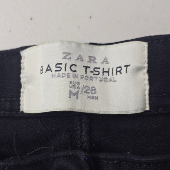 Zara Basic TShirt Black Straight Leg Jeans Soft Women's Size 28 Made In Portugal - Picture 5 of 6